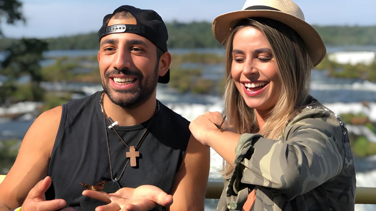 Daiane Fardin e o ex-BBB Kaysar nas Cataratas do Iguaçu. Foto: Divulgação RPC.